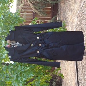 Cache Black Cotton Blend Iconic Trench Coat w/ Belt Y2K P2P 17 in.
